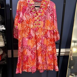 Colorful Floral Mini Beach Dress